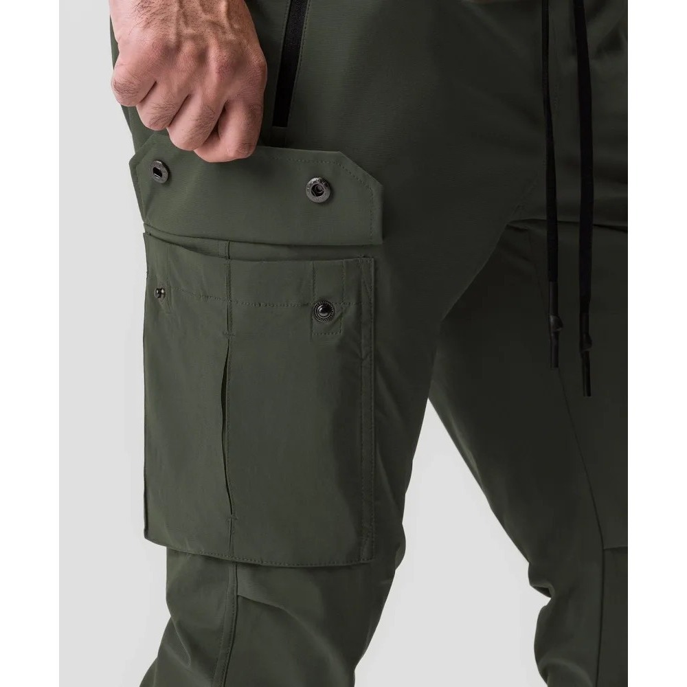 NWT ASRV Men's Tech Cargo Joggers Olive Green Zip Pocket Ribbed Cuff Size M - Picture 7 of 12